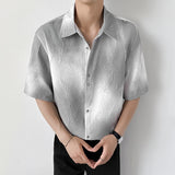 Mens Slim Fit Short Sleeve Shirt man Gradient Color Trendy Summer Fashion Youth Style New Tech Fabric Casual Stylish Streetwear