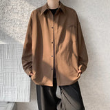 Mens Long Sleeve Shirts Solid Color Casual Loose Fit Spring Summer Oversized Minimalist Top Breathable Comfortable Daily Wear