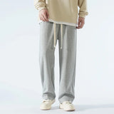 New Men's Casual Pants Wide Leg Straight 65% Cotton Fabric Outdoor Sweatpants Neutral High-quality Soft Long Baggy Trousers