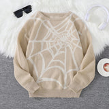 New Popular Autumn and Winter Spider Web Jacquard Pattern Pullover Sweater Casual Round Neck Knitted Men's Pullover