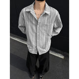 2025 spring New Long sleeved Shirt Men Fashion Social Mens Dress Shirt Korean Loose Casual Striped Shirts Mens Formal Shirt