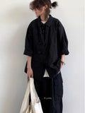 New Summer New Chinese Style Retro Tang Suit Solid Color Short-sleeved Shirt Men Women Casual Loose Buttoned Chinese Style Shirt
