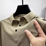 Summer Trend High-End New Men's Dry Ice Silk Slim Shirt Collar POLO Shirt