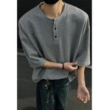 2025 New Summer Men and Women Trendy Personalized Waffle Short Sleeve Couple Loose Retro Harajuku Casual T-shirt Top harajuku