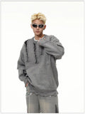 Autumn and Winter Trendy Personalized Hip Hop Round Neck Sweater American Couple Loose Retro Casual Knitted Harajuku Top y2k