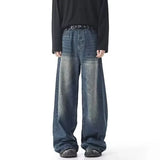 Men New Fashion Casual Baggy Jeans Male Wash High Waist Straight Wide Leg Solid Color Denim Pants High Street Comfortable Pants