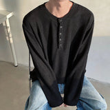 Spring Long Sleeved T-shirt Men Fashion Gray Black Casual T Shirt Men Streetwear Korean Loose Round Neck T Shirt Mens Top M-3XL