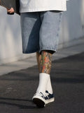 Denim Shorts Men Loose Simple Summer Popular Harajuku Japanese Style Vintage Washed Full Length All-match Streetwear College New