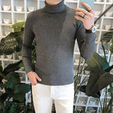 Male High End Fashion Knitted Pullover Sweater Men Half Turtle Neck Winter Woolen Casual Jumper Clothes