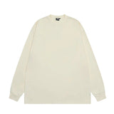 Korean Style Men's T-shirts Round Collar Solid Color Loose Top Long Sleeve Male Pullover Tee Vintage Menswear Spring