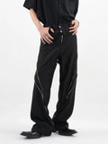 Cyber Y2K Fashion Zipper Split Black Baggy Jeans Pants For Men Clothing Straight Wide Leg Korean Casual Lady Long Trousers