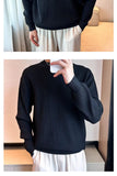 New Korean Retro Men Basic Sweater Luxury Knitted Solid Color O Neck Long Sleeve Pullover Casual Slim Premium Quality Knitwear