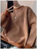 New Japanese Trendy Men Sweater High Street Patchwork Knitted O Neck Long Sleeve Pullover Casual Loose Premium Quality Knitwear