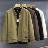 Korean Heavy Baseball Uniform Jacket Men's Preppy Button Cardigan Jacket Spring Autumn Large Size American Retro Trendy Jacket