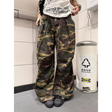 Green Womens Jeans High Waist Vintage Straight Baggy Y2K Denim Pants Hip Hop American Fashion Wide Leg Denim Trouser