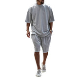 Men's Tracksuit Casual Cotton Short-sleeved T-Shirt Shorts 2-piece Suit Summer Sportswear Loose Men's Clothing Suit