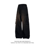 Multi-pocket Men's Wide Leg Straight Cargo Pants Korean Fashion Track Pants Male Casual Loose Mopping Trousers Four Seasons