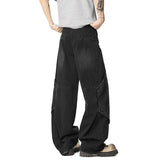 Solid Color Male Denim Pants Men Clothing Summer New Fashion 2025 Baggy Patchwork Male Jeans Straight Bottoms