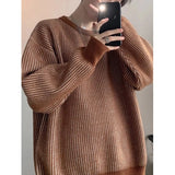 New Japanese Trendy Men Sweater High Street Patchwork Knitted O Neck Long Sleeve Pullover Casual Loose Premium Quality Knitwear