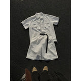 Summer Set Men Fashion Shorts Short Sleeved Shirt Set Men Streetwear Korean Loose Casual Sets Mens Clothing Large Size 5XL