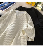Fashionable High-end V-neck Short-sleeved T-shirt Men's Korean Style Summer Fashion Handsome Clothes Loose Versatile Top Chic