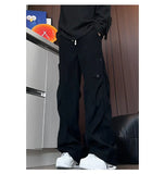 Men Casual Pants 2025 New Style Personalized Design Autumn Korean Fashion Loose Fit Straight Leg Elastic Waist Pleated Pants