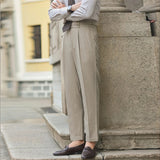 New Business Men Luxury Naples Suit Pants Casual Premium Striped Gentleman Dress Pants Commercial Parisian Style Chic Trouser
