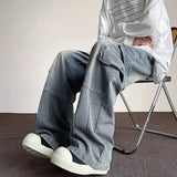 New American Men and Women Trendy Personalized Straight Tube Washed Jeans Couple Spring and Autumn Retro Casual Pants y2k