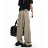 Khaki Black Suit Pants Men Fashion Society Mens Dress Pants Korean Loose Wide Leg Pants Mens Office Formal Trousers S-2XL