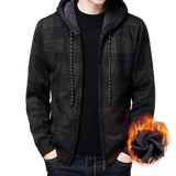 Winter New Men's Fleece Thickened Cardigan Knit Sweater / Male Loose Warm Hooded Add Wool Jacket Coat
