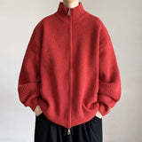 New Korean Fashion Men Cardigan Jacket Light Luxury Trendy Turtleneck Knit Zip-up Long Sleeve Sweater Coat High Quality Knitwear