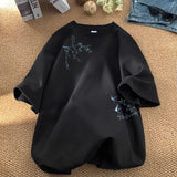 Men's Oversized T-shirts Fashion White 5XL Cotton T Shirt for Men Casual Summer Wear Bird Print Tee Shirts Men Clothing