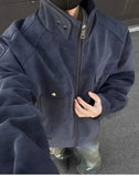 Street Zipper Jacket High-end Handsome Stand-up Collar Coat American 2025 Retro Handsome Work Jacket Loose Top Urban