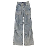 Spring and Autumn American Street Men and Women Trendy Personality Straight Tube Washed Jeans Couple Loose Retro Harajuku Casual