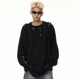 Autumn and Winter Trendy Personalized Hip Hop Round Neck Sweater American Couple Loose Retro Casual Knitted Harajuku Top y2k