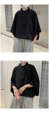 Summer Short Sleeved Shirt Men Oversized Fashion Black White Shirt Men Streetwear Korean Loose Pullover Shirt Mens Casual Shirts