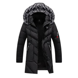 Winter Men's Long Jacket Fashion Men Fur Collar Thermal Parkas Classic Coats Casual Warm Windbreaker Padded Men Clothing