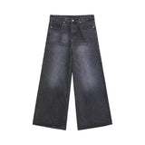 Men New Fashion Casual Baggy Jeans Male Wash High Waist Straight Wide Leg Solid Color Denim Pants High Street Comfortable Pants