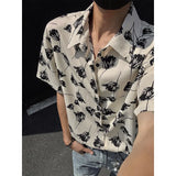 Summer Short Sleeved Shirt Men Retro Printed Shirt Men Streetwear Korean Loose Flower Shirt Mens Hawaiian Shirts Large Size 5XL