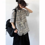 Japanese Retro Blouse Loose Ethnic Short-sleeved Shirt Men Women Korean Summer Fashion High-end College Style Versatile Shirt