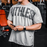 Summer Short Sleeve T-Shirt Men's Loose Gym Running Oversized Bodybuilding Sports T-Shirt Fitness hip hop clothing man