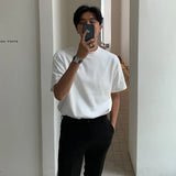 Summer Short-sleeved T-shirt Men Fashion Casual Black White Cotton  T shirt Men Korean Loose Round Neck T Shirt Mens Top M-2XL