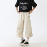 Summer Thin Casual Pants Men Fashion Black Wide Leg Pants Men Streetwear Hip-hop Loose Ice Silk Pants Mens Cropped Trousers