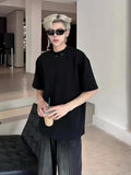 New Men's High Street Short Sleeve Y2K T-Shirt Summer Cotton Solid Color O-Neck Tshirts Hip Hop Fashion Loose Tee Tops