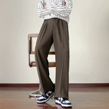 New Fashion Male Suit Pants Light Luxury Draped Cropped Button-down Business Casual Pants Premium Slim-fit Elegant Dress Trouser