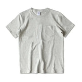 265g Thick Retro Cotton Heavy T-shirts Seamless Round Neck Pocket Short-sleeved Tshirts Men Tops Tee Breathable Skin-friendly