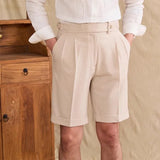 New Men Summer Slim-fit British Style Suit Shorts Light Luxury Business Straight-leg Shorts Leisure Button-down Half-pants M-3XL