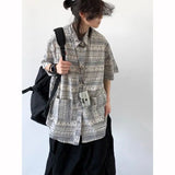Japanese Retro Blouse Loose Ethnic Short-sleeved Shirt Men Women Korean Summer Fashion High-end College Style Versatile Shirt