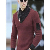 New Pullover American Men's Scarf Collar Sweater Knitted Sweater Long Sleeved Knitwear Men Women Spliced Sweater Jacket