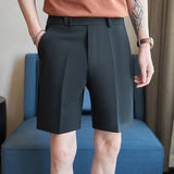 Summer Man Shorts Fashion Casual Bermuda Shorts Black Beige Khaki Straight Short Suit Pants Quality Men Bottoms Wear